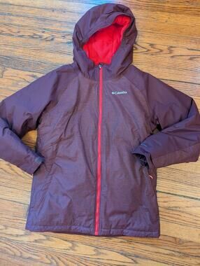 Columbia Omni Tec Heat Jacket Girls Coat XL 16/18 Out Grow Dark Maroon